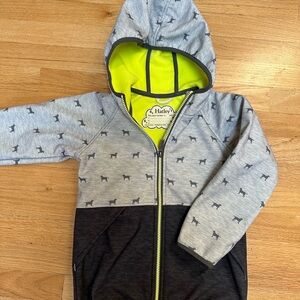 Hatley Kids Fleece Lined Grey and Yellow Dog Jacket - Size 5